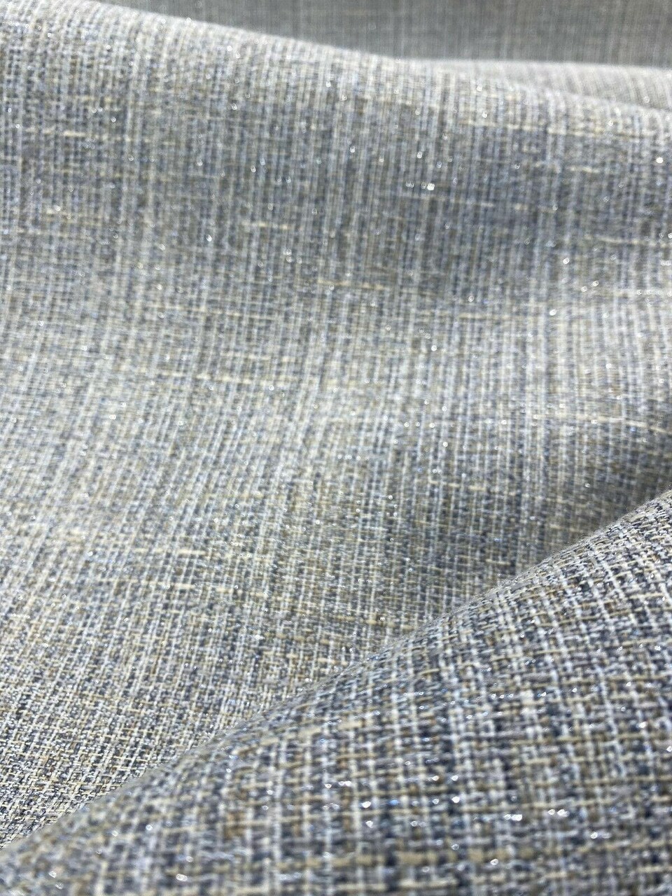 1 Yard Gray Beige Shiny Upholstery Fabric Glamorous Heavyweight 100% Polyester 58 Inch Width